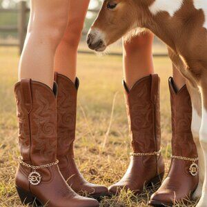 Women Gold Metal Chain Boot Bracelet Anklet Shoe SEXY Charm Fashion Jewelry PAIR